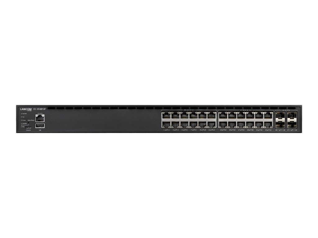 LANCOM XS-4530YUP - Switch - stapelbar, Multi-Gigabit, für mittelgroße, datenintensive Infrastrukturen - L3 - managed - 12 x 100 / 1000 / 2.5G (PoE++) + 12 x 1000 / 2.5G / 5G / 10GBase-T (PoE++) + 4 x 25 Gigabit SFP28 + 2 x 100 Gigabit QSFP28 (Uplink / St